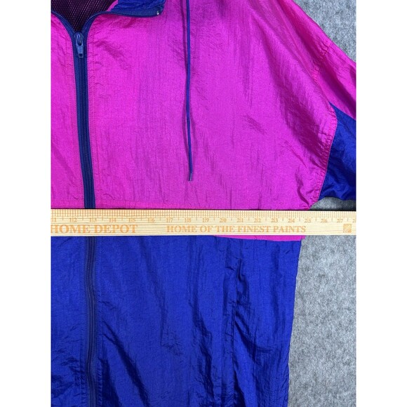 Vintage Umbro Pink Blue Windbreaker Hooded Jacket 90s Spellout Large - Picture 8 of 13